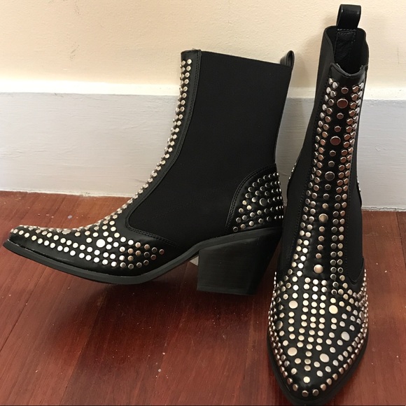Nasty Gal Shoes - Black Studded Boots